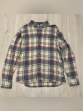 Toad&Co Plaid Button-Down Shirt in Cream, Blue & Red